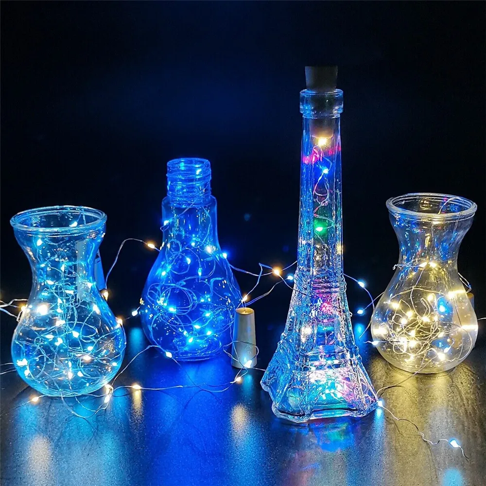 1Pcs 2 Meter 20 Led 1 Meter 10 Led Bottle Fairy String Lights Cork Christmas Wedding Party 5