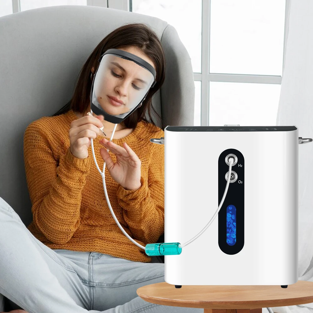 Bottiglia D'Acqua All'Idrogeno Con Maschera Faciale E Generatore H2 – Accessorio Antiappannamento Leggero E Traspirante In PC (Nero)
