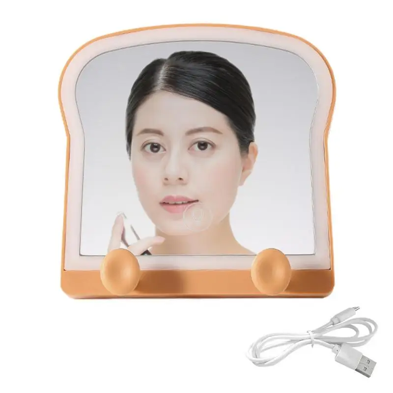 

Vanity Mirror With Lights Toast Bread LED Lighted Makeup Mirror With 3 Color Dimmable Smart Touch Control Lighted Mirror For
