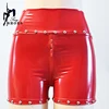 Riveted Women's Pants Double Zipper Sexy Gothic Women Shine Leather Shorts Hot Pants Festival Rave Hot Girl Club Streetwear 2