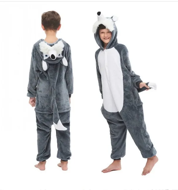 Adults Unisex Animal Direwolf Kigurumi Onesies Pajamas Wolf Cosplay Costume Halloween Christmas Sleepwear Birthday Gifts