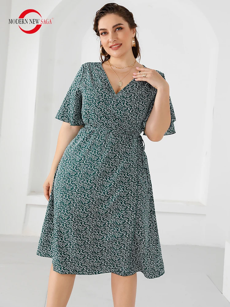 

2023 Summer Women Dress Short Sleeve Woman Floral Casual Dress Party Elegant Dresses Ladies Plus Size Dress Y2K Women Clothes