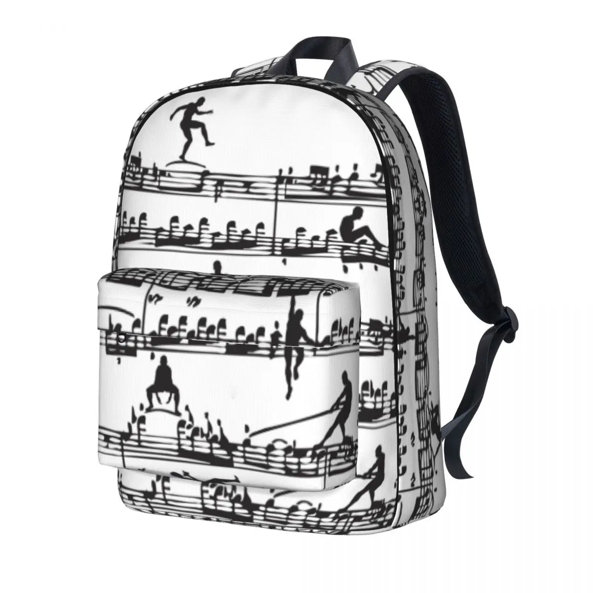 

Music Notes Backpack Musical Instruments Boy Polyester Workout Backpacks Large Streetwear High School Bags Rucksack