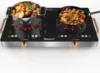 Electric Cooktop 110V - 24 Inch Countertop Electric Stove with Handles 2000W, Two Burner Ceramic Burner with LCD Touch Screen an 1