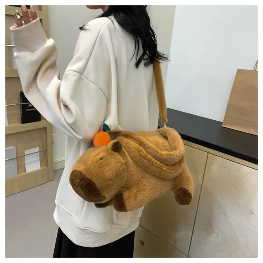 Capybara Plüsch-Rucksack – Lustiger Cartoon-Tagesrucksack, 25x15x40 Cm, Verstellbare Träger