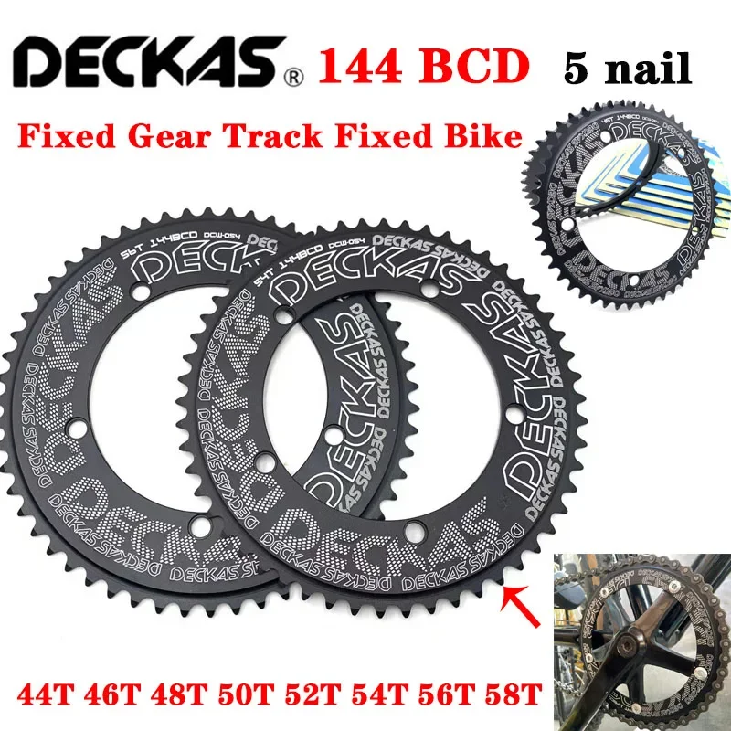 

DECKAS 144BCD Fixed Gear Round Chainring Track Bike 44T-58T Tooth Crankset Bicycle Special Single Speed Gear Wheel Chainwheel