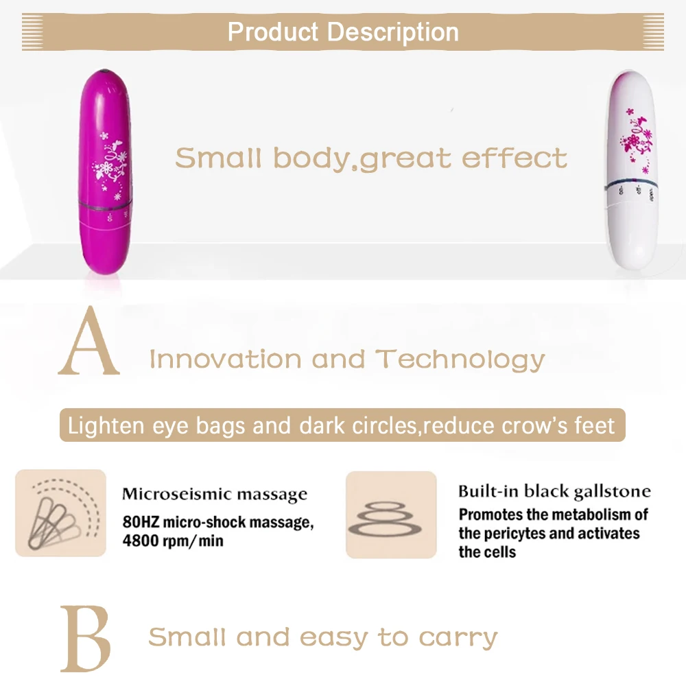Eye Massager Remove Wrinkle Dark Circles Puffiness Anti-aging Mini Electric Portable Eyes Vibration Massager