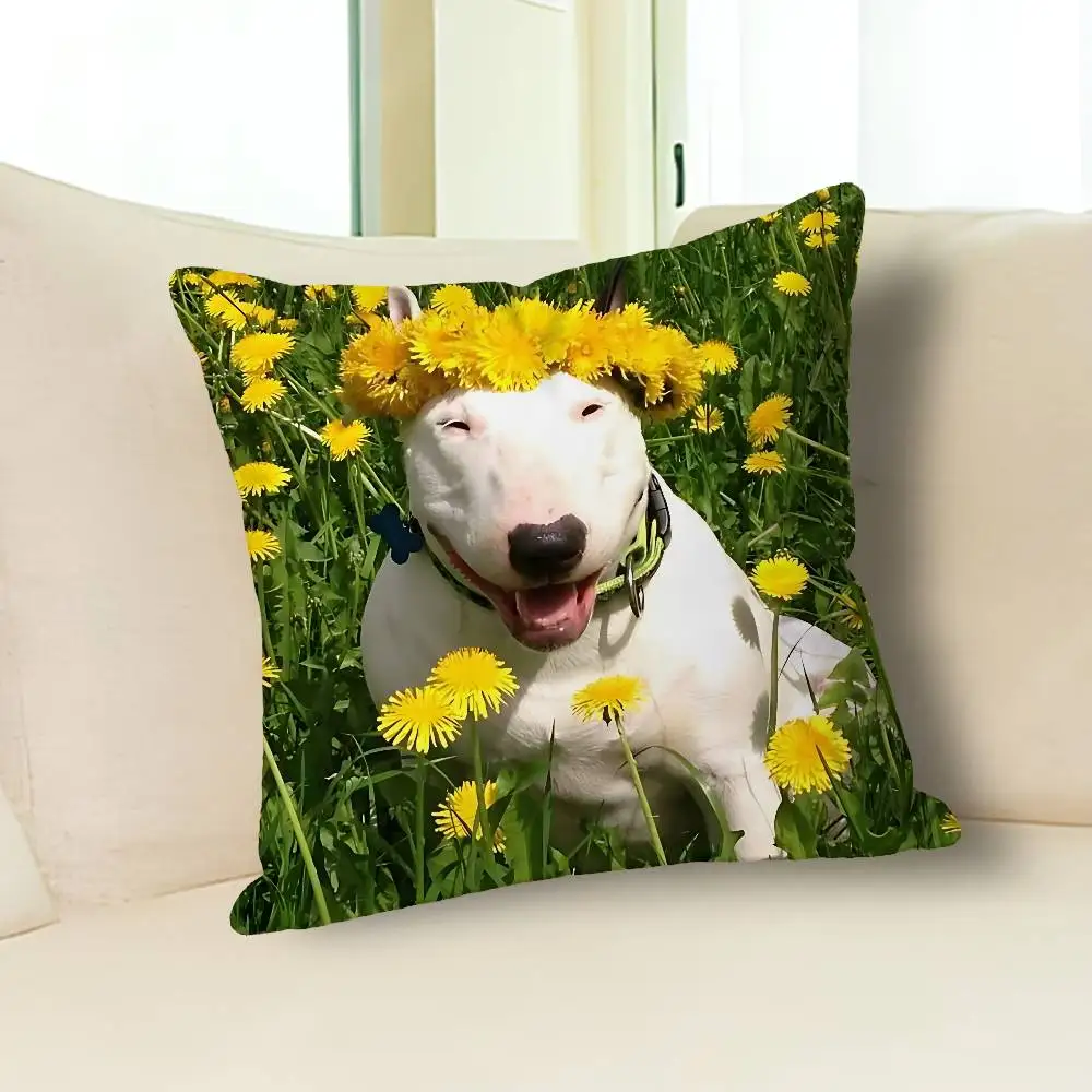 Kissenbezüge mit lustigem Bullterrier-Hund für Schlafzimmer, Wohnzimmer, Sofa, Heimdekoration, Polyester-Kissenbezug mit Reißverschluss – Detail 17