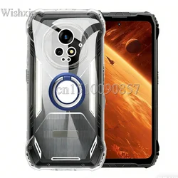 Ring Holder Shockproof Soft TPU Kickstand Case Cover for Blackview Xplore 2 (Clear Blue Ring)