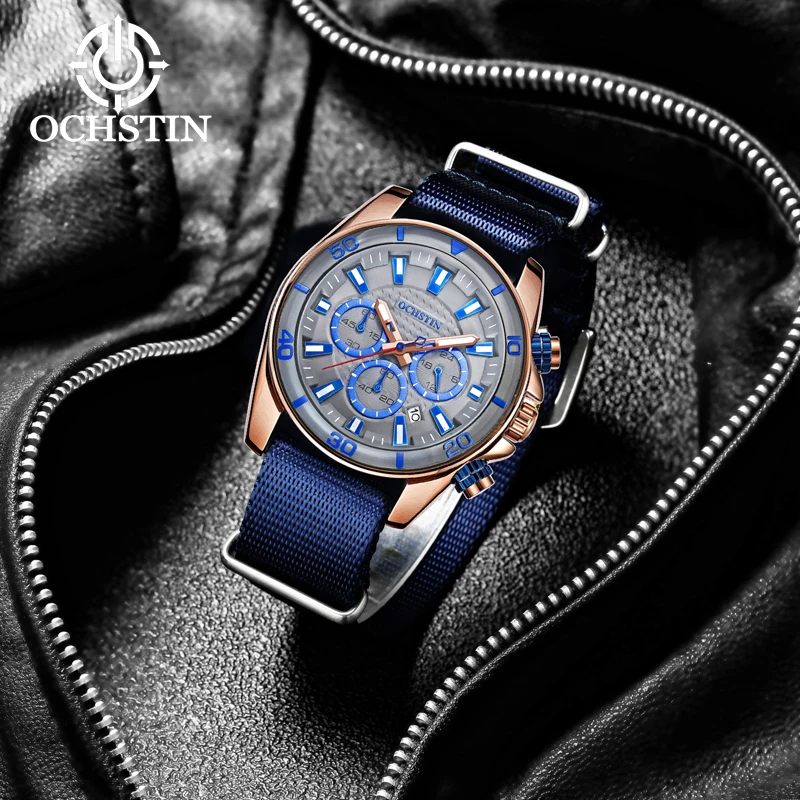 Hot models OCHSTIN creative nylon series multi-function quartz movement watch 2024 new personalized fashion men's quartz watches