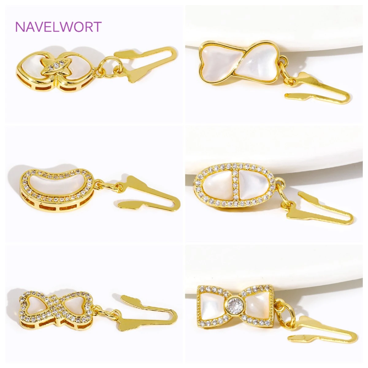 Shell Clasp Key Multi Types 18K Gold Plated with Natural Shell Safety Clasp Connector ...