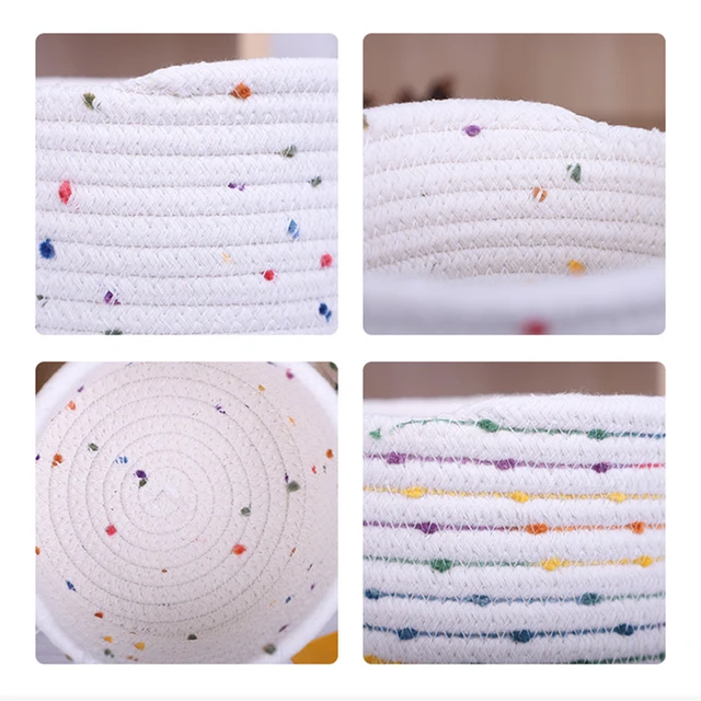 Többfunkciós Színes Tároló Kosár Szervező Kozmetikumok Snackek Játék Doboz Toll Tartó Pamut Kötél Szövött - Image 6