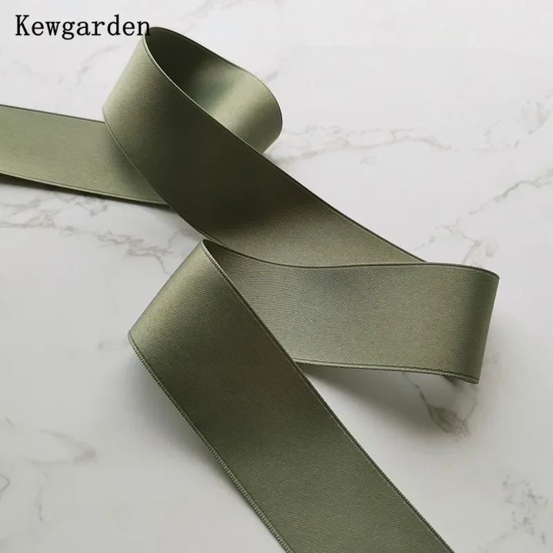 Kewgarden 코 튼 새틴 리본 4cm 1.5 DIY Hairbow 액세서리 수 제 테이프 Carfts 선물 포장 재료 5 미터