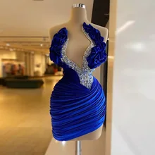 Royal Blue Velvet Evening Gown - Gown 