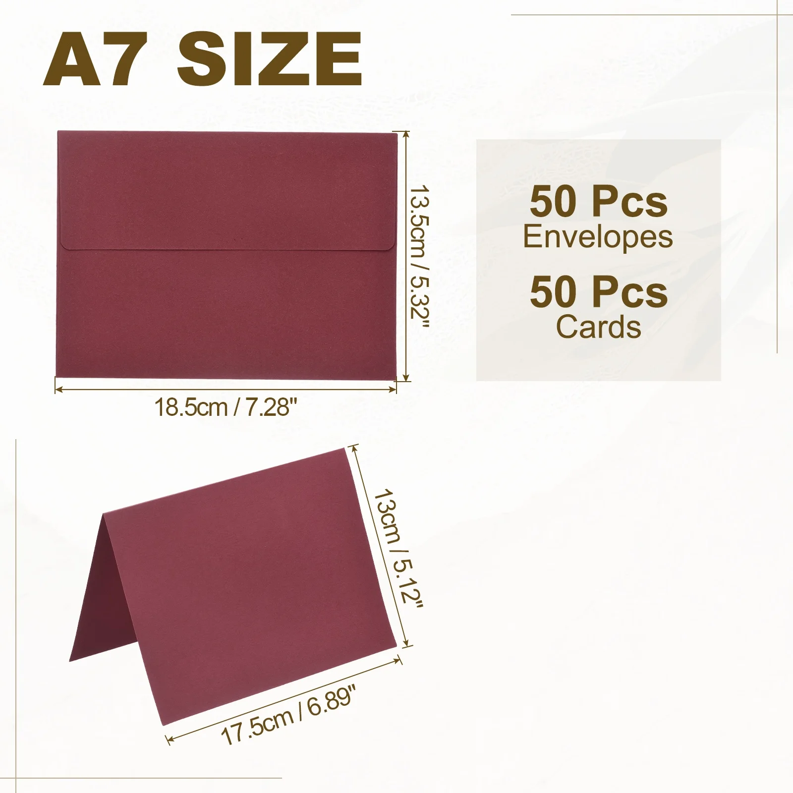 50-Set A7 Self-Seal Envelopes with Folded Cardstock for Invitations and Greeting Cards