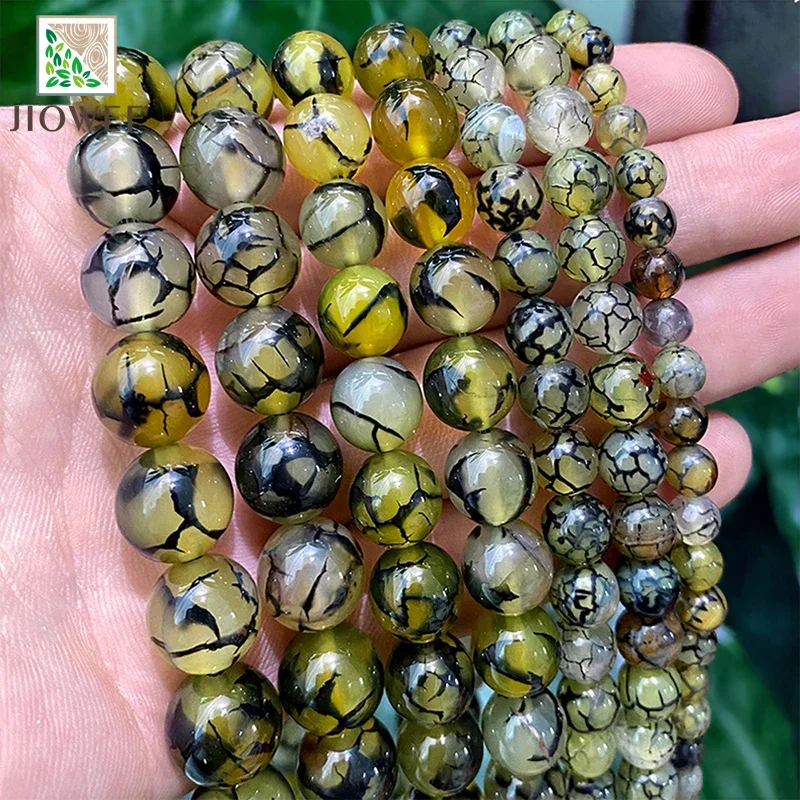 Natürliche Stein Grüne Drachenader Achate Runde Perlen für Schmuck Machen DIY Handgemachte Armband Halskette 15" Strang 4/6/8/10/12/14mm