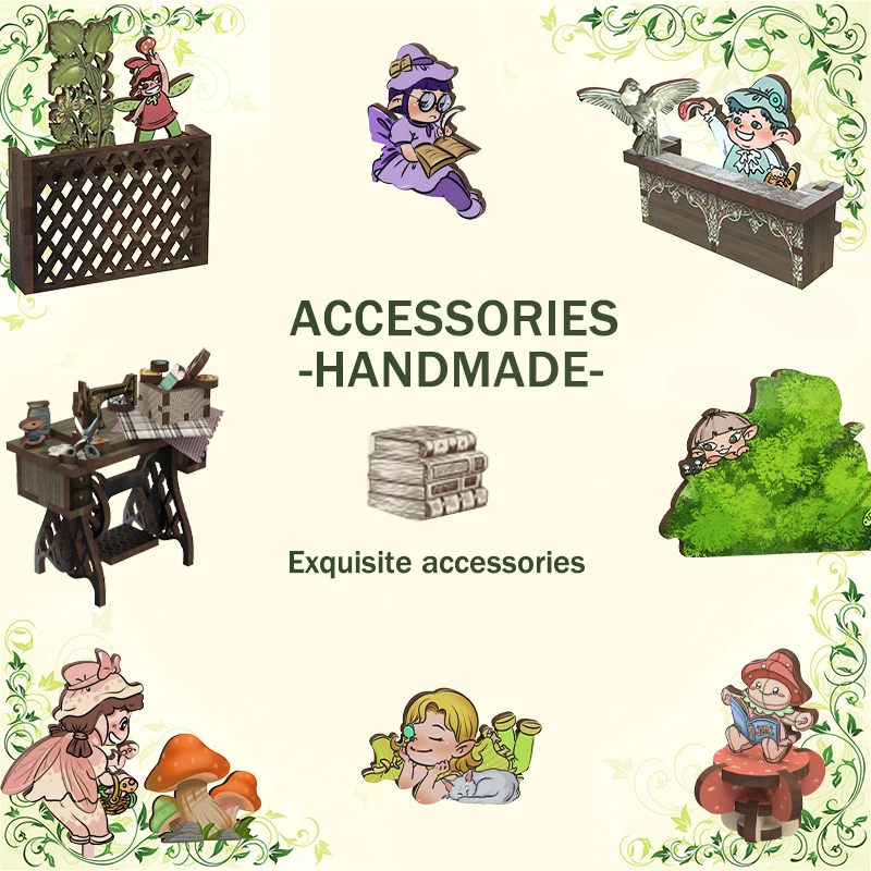 CUTEBEE Book Nook Kit Miniature DIY Dollhouse Touch Light With Furniture Model DIY Gifts( Elven Paradise） 4