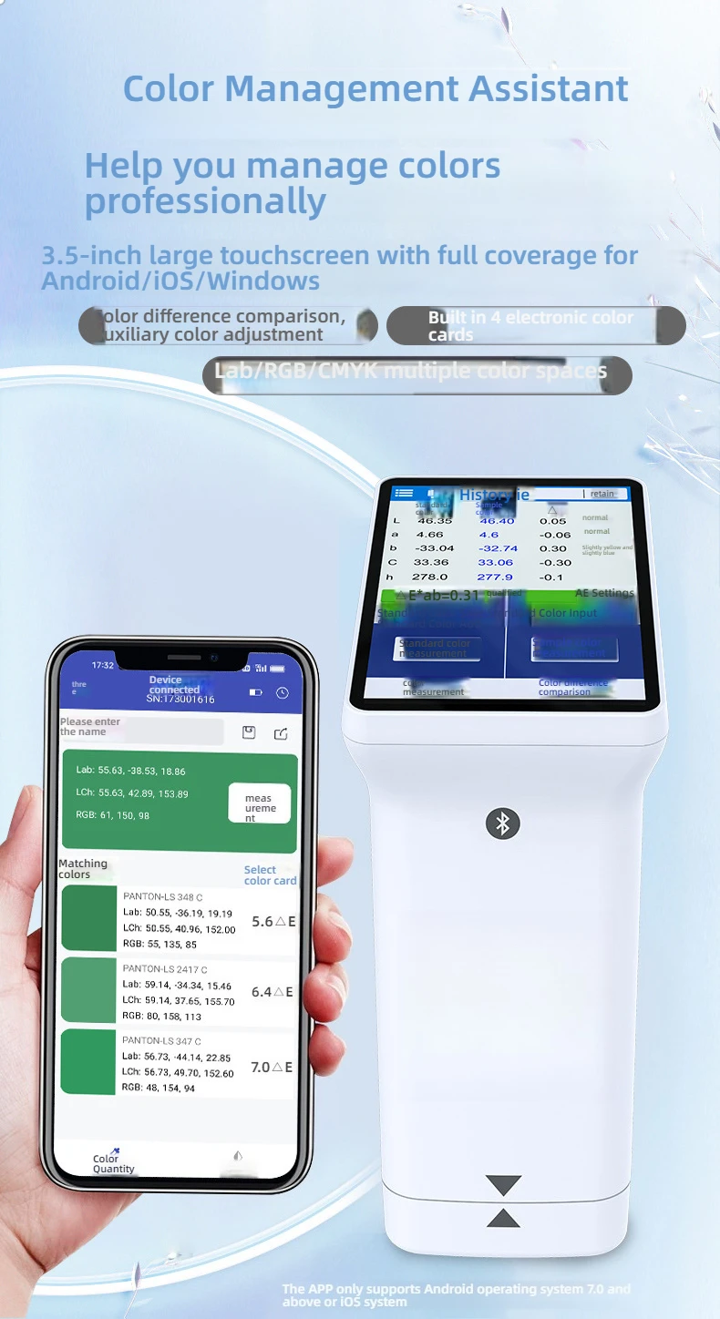 LS172 Colorimeter Fabric Color Meter Colorimeters Touch Screen Easy to Use Mobil
