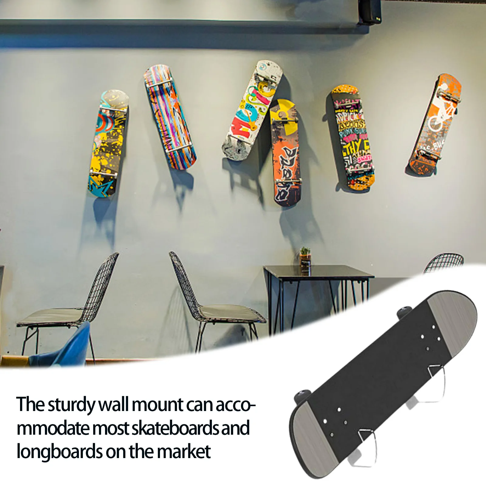 2pc Transparent Acrylic Skateboard Hanging Display Bracket Holder Storage 