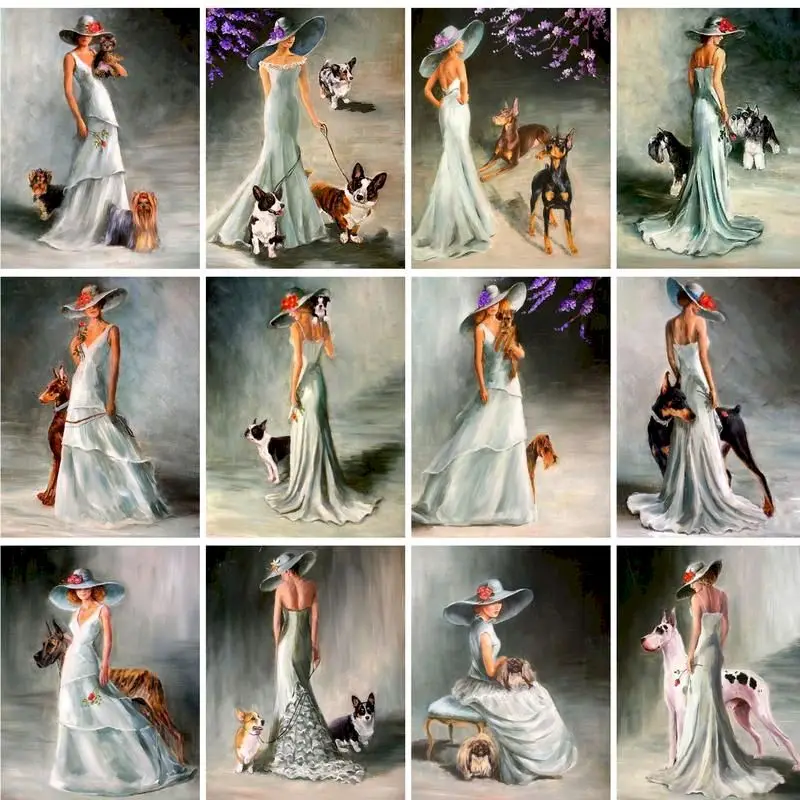 

GATYZTORY 40x50cm Painting By Numbers Women Hand Painting Picture Drawing Figure DIY Pictures By Numbers Home Decor Gifts