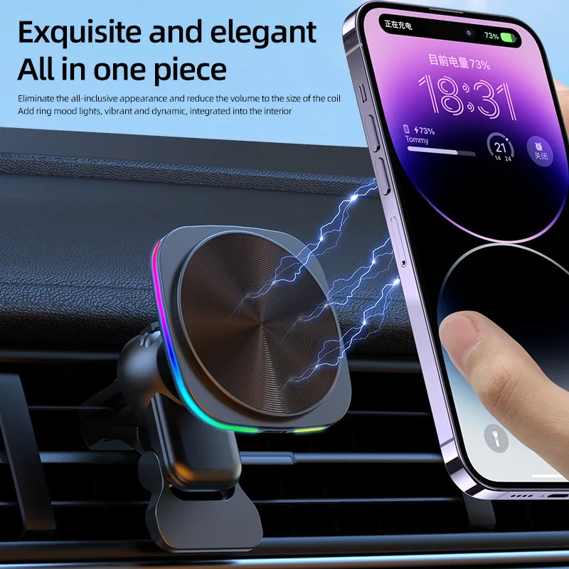 

Car Magnetic Wireless Charger 15W Fast Charge Air Outlet Mounting Universal Bracket Charger for Magsafe Iphone 15 Xiaomi Samsung