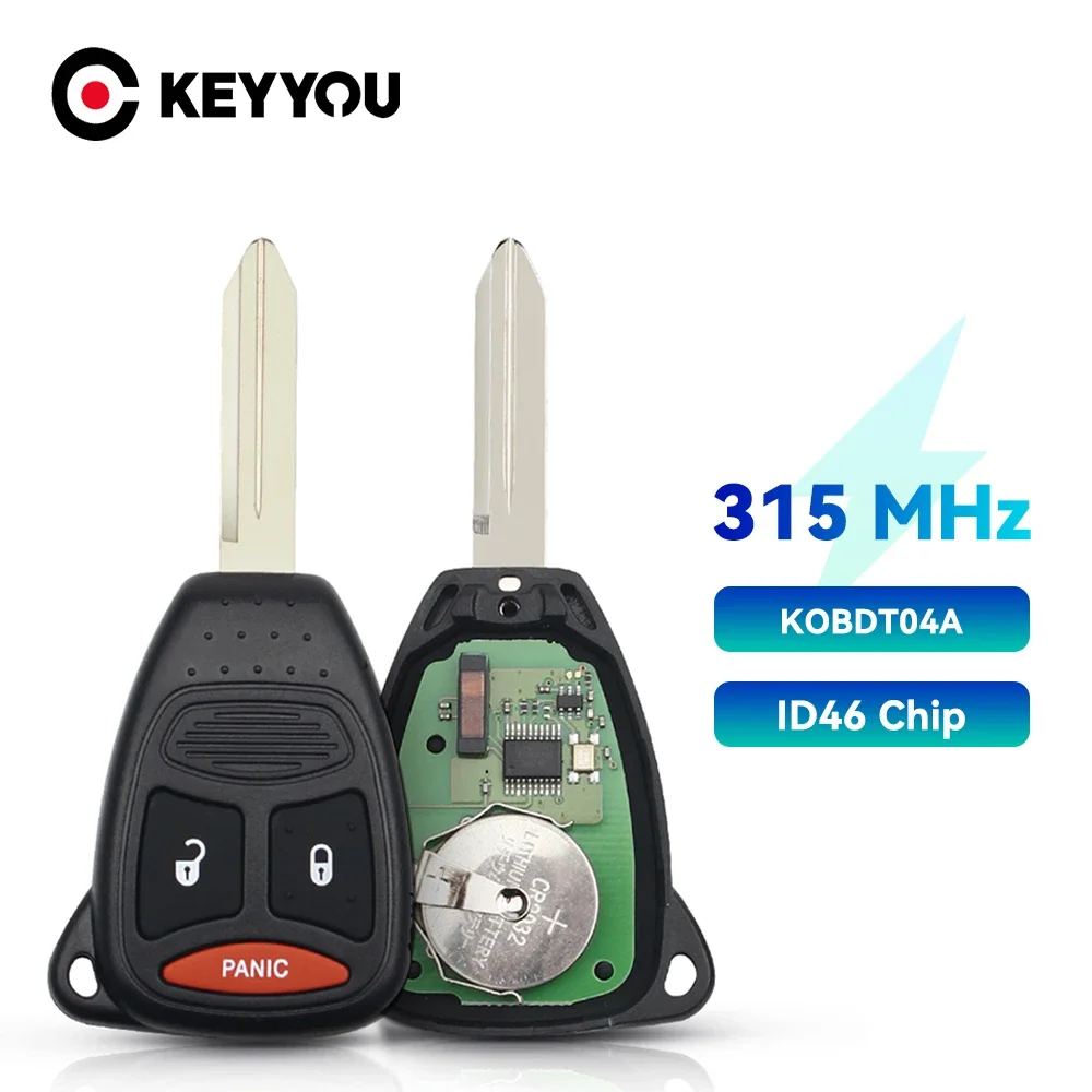 KEYYOU 315 Mhz Fernbedienung Schlüssel KOBDT04A Fob 2 + 1 3 Taste Für Dodge Caliber Dakota Durango Magnum Nitro ram 1500 2500 3500 Uncut Fall
