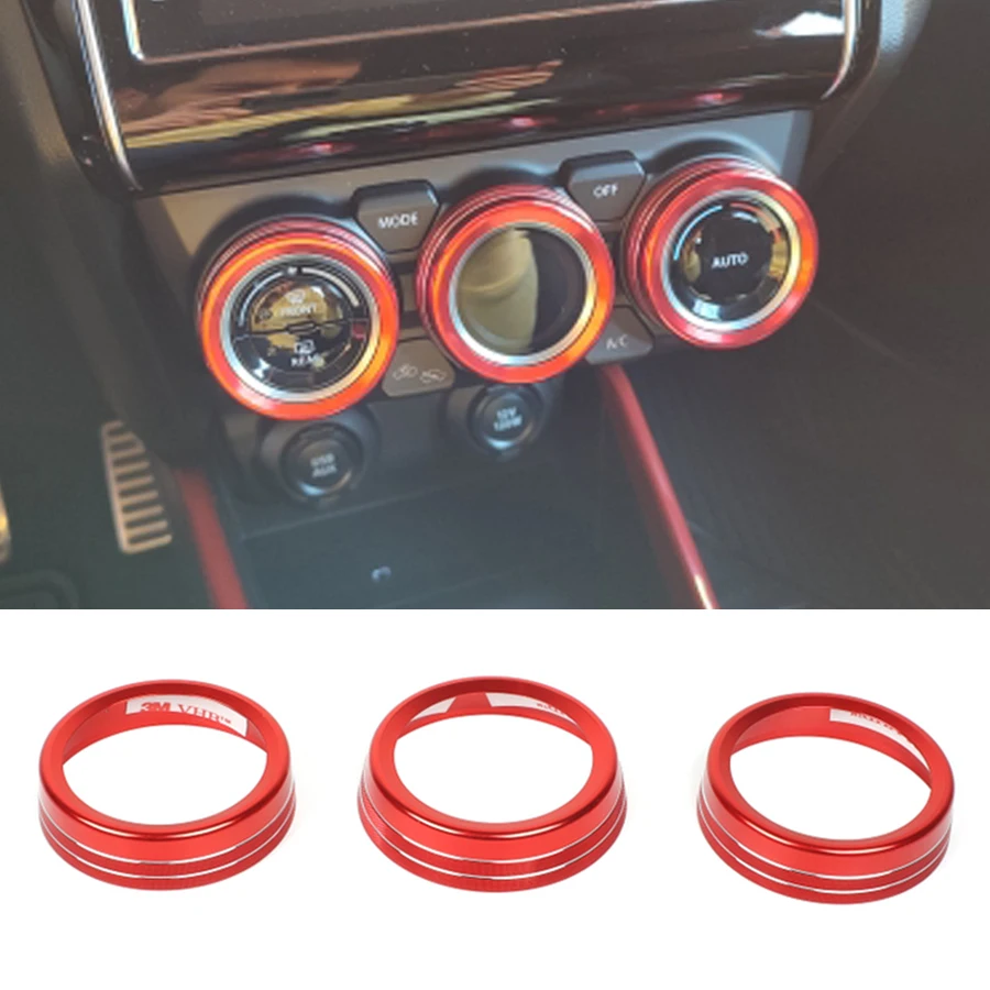 3pcs AC Air Conditioning Knob Ring Cover Aluminum Alloy Switch Trim Ring For Suzuki Jimny JB64