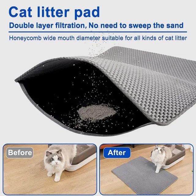 Cat Litter Mat Non Slip Big Pet Litter Box Filter Mat Double Layer Wear Resistant Waterproof Cat Litter Mat Pet Clean Supplies 4