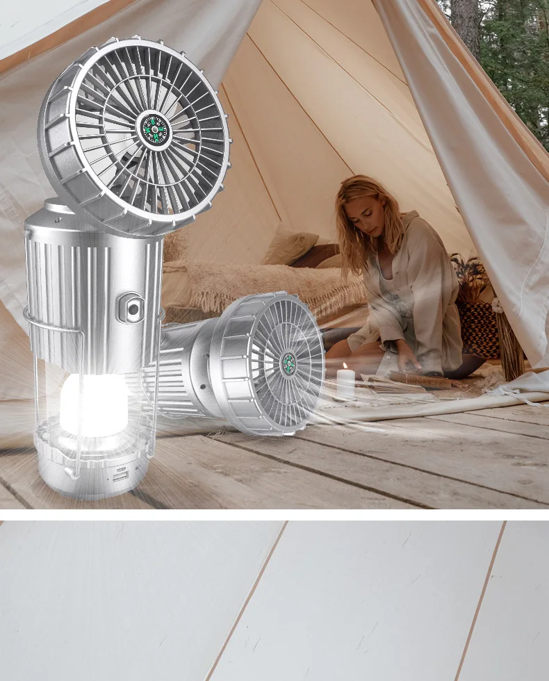 UCGG Solar Camping Lantern with Fan，Built-in Speaker, Bluetooth Connection,  Rechargeable Camping LED Light Portable Tent Fan