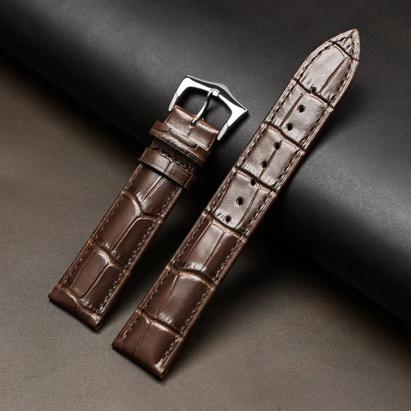 Premium Calfskin Leather Watch Strap with Steel Pin Buckle - High-Quality Band Accessories