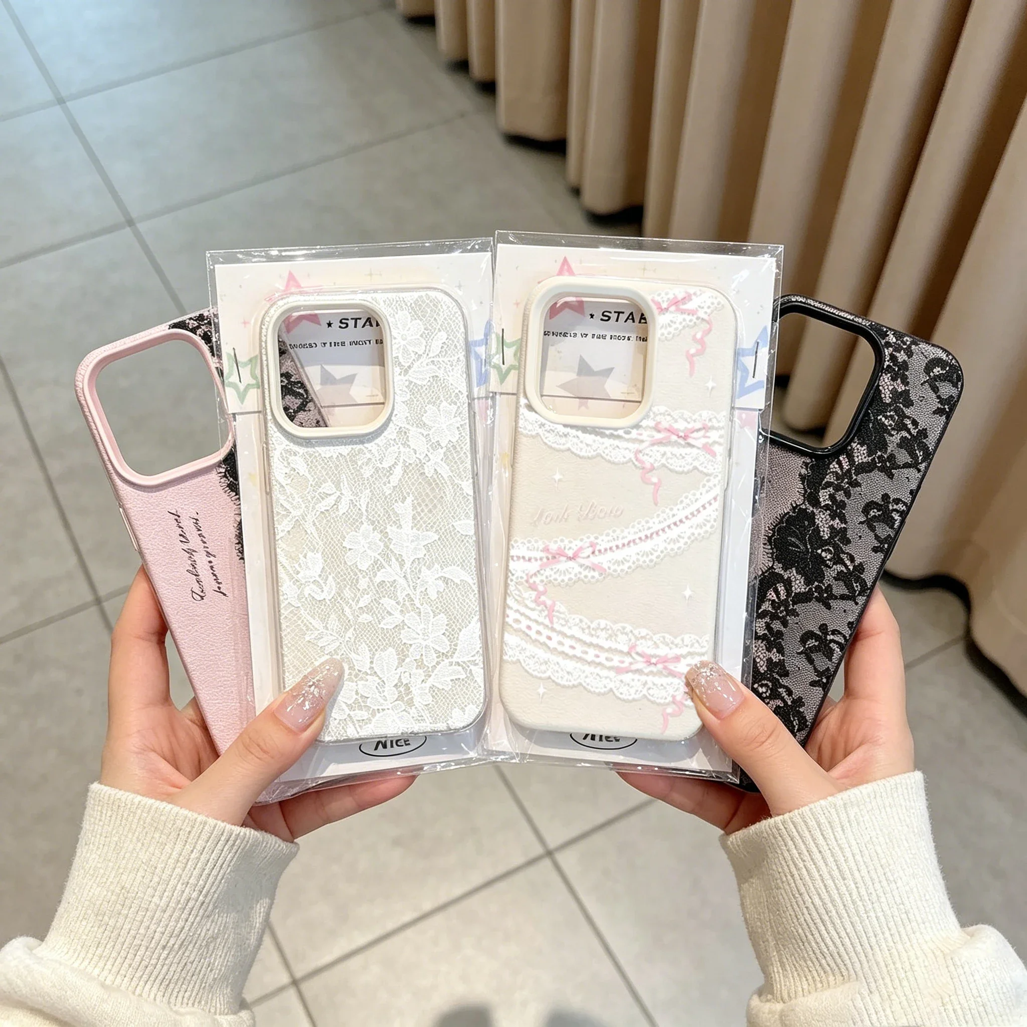 Vintage Black and White Lace Design Soft TPU Leather Phone Case Cover