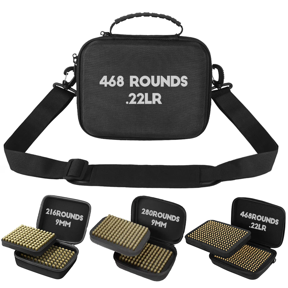 .22LR 9mm Ammo Pouches Double Layer Ammo Case Bullet Storage Case Box Ammunition Box Tactical Bag Cartridge Handbag Hunting Ammo Pouch Ammo Storage Box Ammunition Bag Dump Pouch Double Dump Pouch