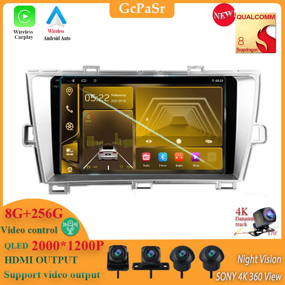 

Автомобильный радиоприемник Qualcomm Android13 для Toyota Prius 3 XW30 2009-2015 с правой рукой, мультимедийный видеоплеер, навигация GPS No 2did