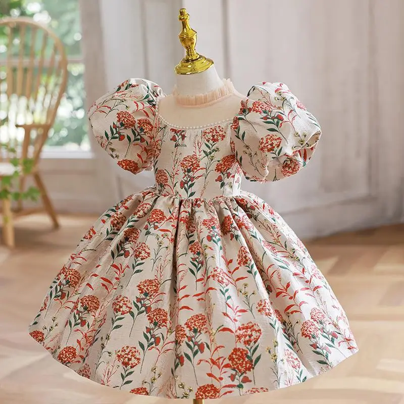 

Children's Baby Girl Birthday One-Year-Old Princess Ball Gown Little Host Piano Playing Dress High-End Foreign Style y613