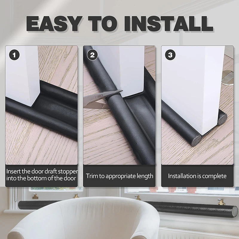 Sound Proof Under Door Stoppers, 96cm Foam Weatherstrip Self Adhesive , Bottom Door Threshold Saves Dust For Door Seal Strip images - 6