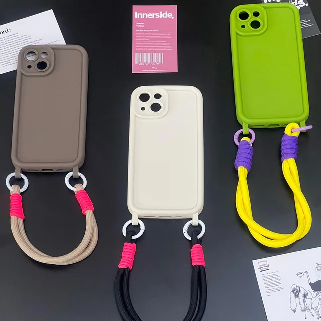 Ins Korea Candy Colors Anti-lost Soft silicon Hand Strap iPhone Case