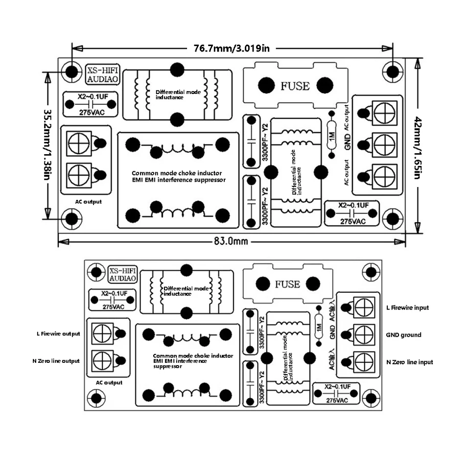 Produktbild von LC-EMI-Filter Für DC 50 V – 10 A Oder 20 A, ABS-Gehäuse, Unterdrückt Hochfrequenzstörungen Für Auto-Audio & Strommodule