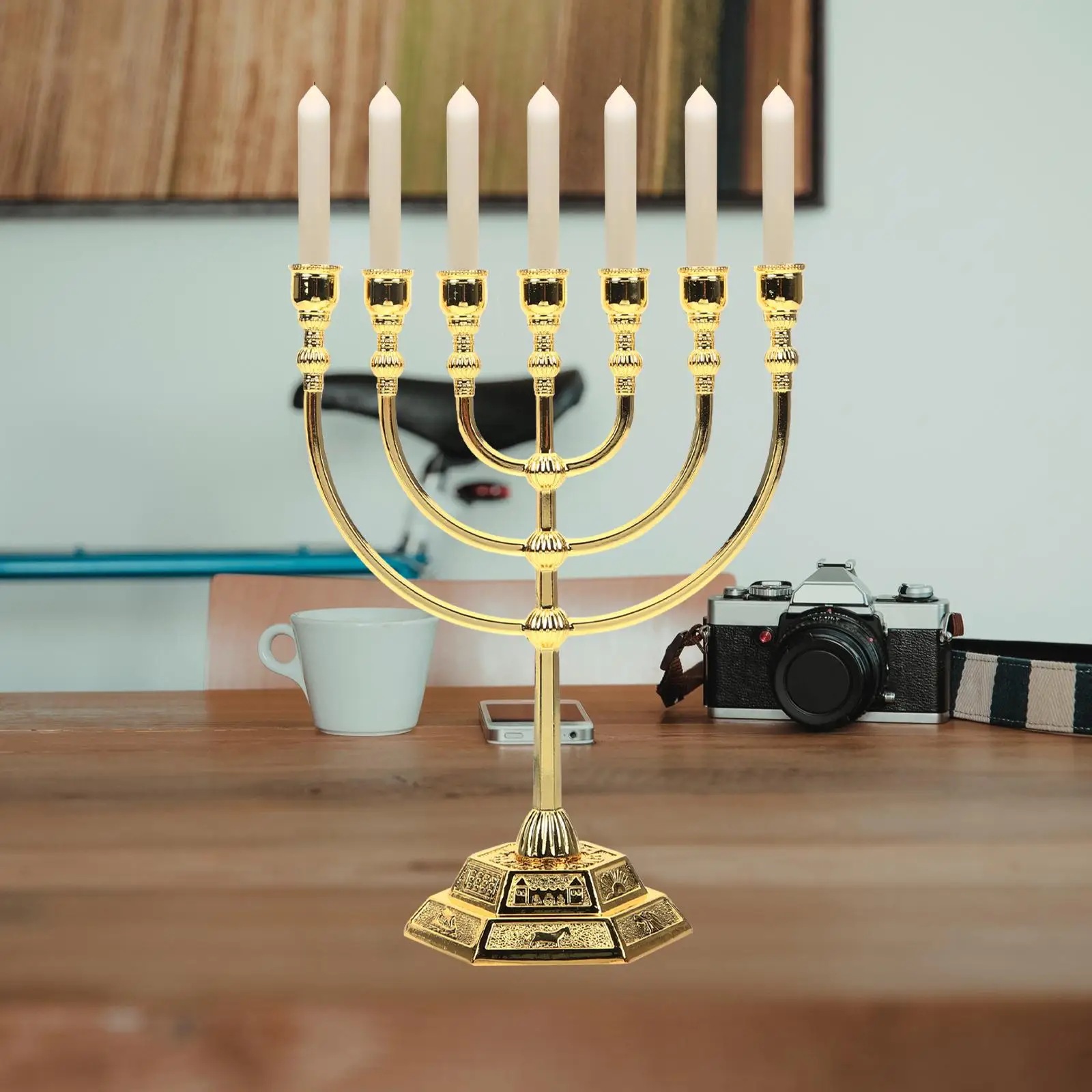 Seven-Hole Metal Menorah Candle Holder 2