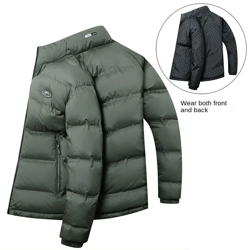 Chaqueta corta reversible de plumón, ropa de diseñador para hombre, chaqueta acolchada ligera de lujo con relleno de pato para hombre, abrigo cálido de invierno para hombre