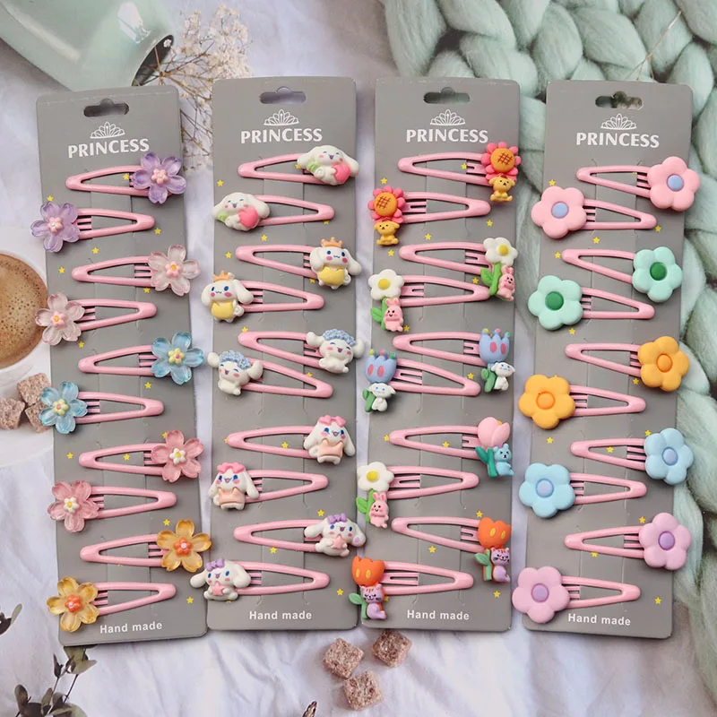 

10Pcs/Set Metal Snap Hair Clips Barrettes For Girls Cute Cartoon Animal Fruit Colorfur Hairpins Barrettes Kids Hair Accessories