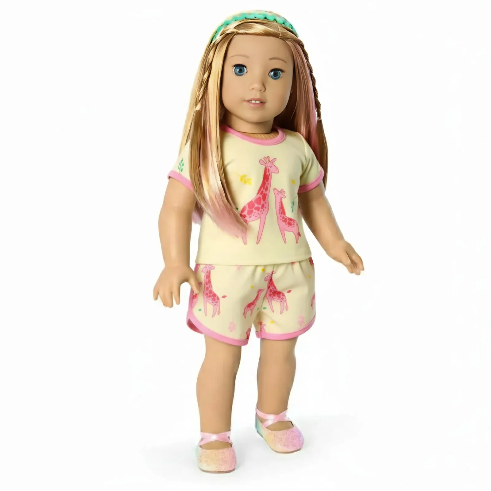 Handgefertigtes T-Shirt + Shorts für 43 cm große Puppen, Kleidung, Zubehör, 18 Zoll, amerikanische Puppe, Mädchenspielzeug, Weihnachtsgeschenk – Detail 5