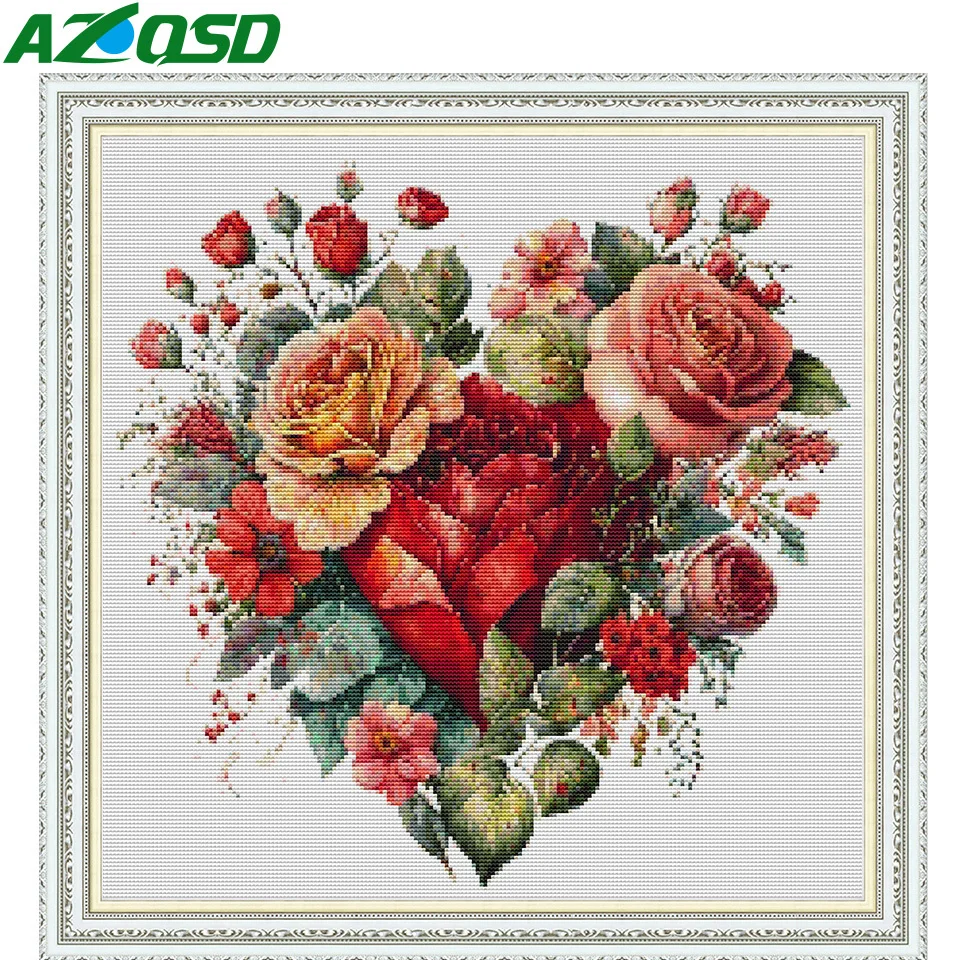 Hdfvlfdsa Kreuzstich-Set Katze & Hortensie - 40x50cm DIY Stickpackung Für Anfänger