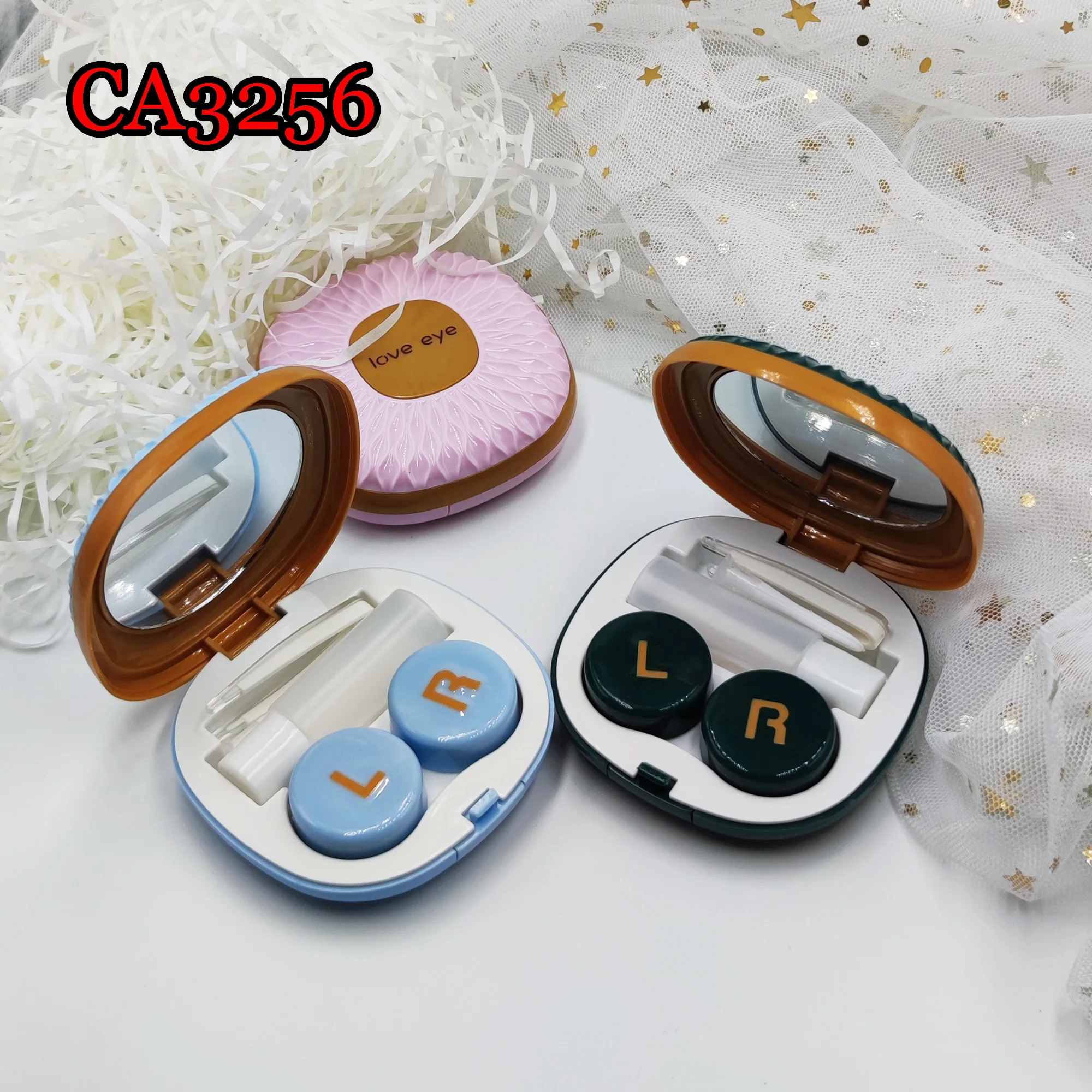 

Daisy Flower Contact Lens Case With Mirror Pocket Lenses Mate Box Container Travel Kits for Water Container CA3256
