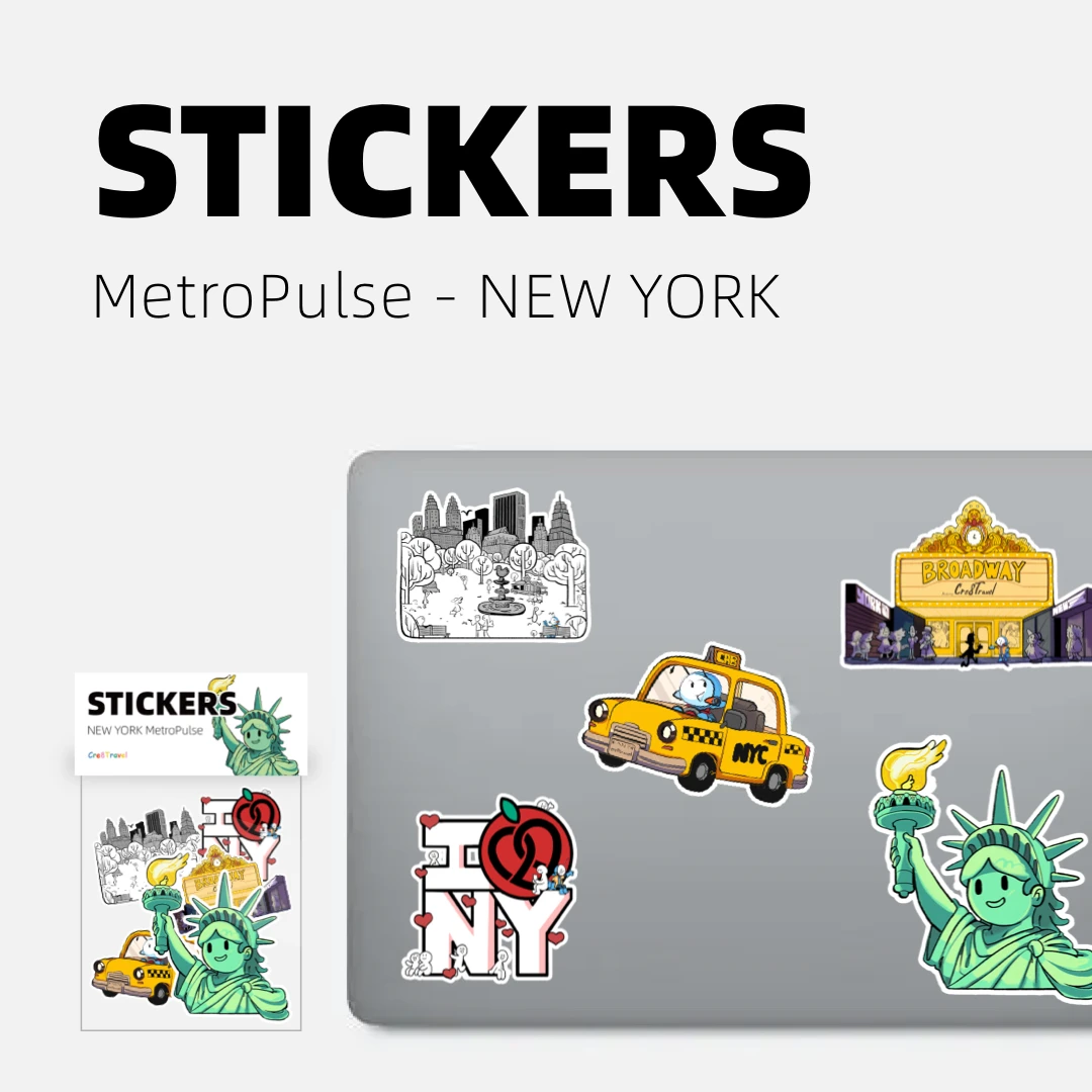 New York City Stickers &ndash; Cre8Travel Statue of Liberty, yellow cabs, I Love New York, Central Park, and Broadway