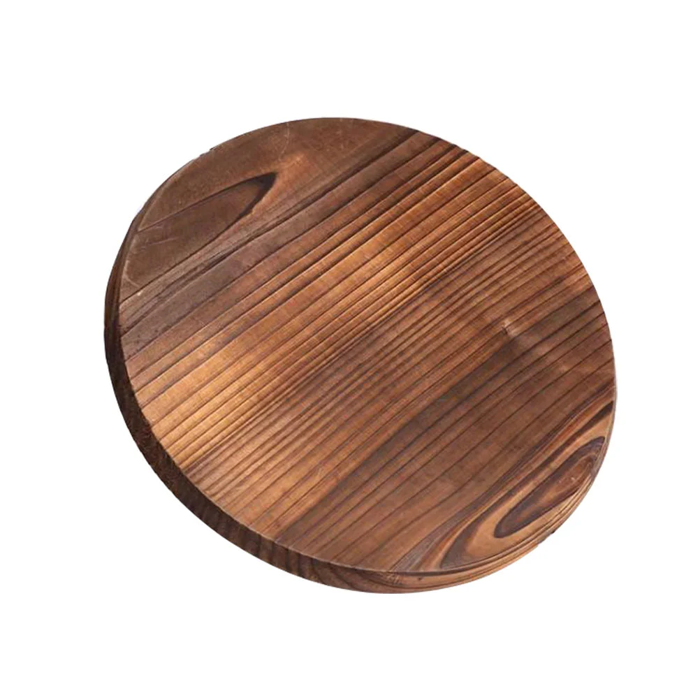 

Doitool Anti Spillover Pot Cover Wood Wok Lid Cover Cast Iron Wok Natural Wood Pot Lid Pan