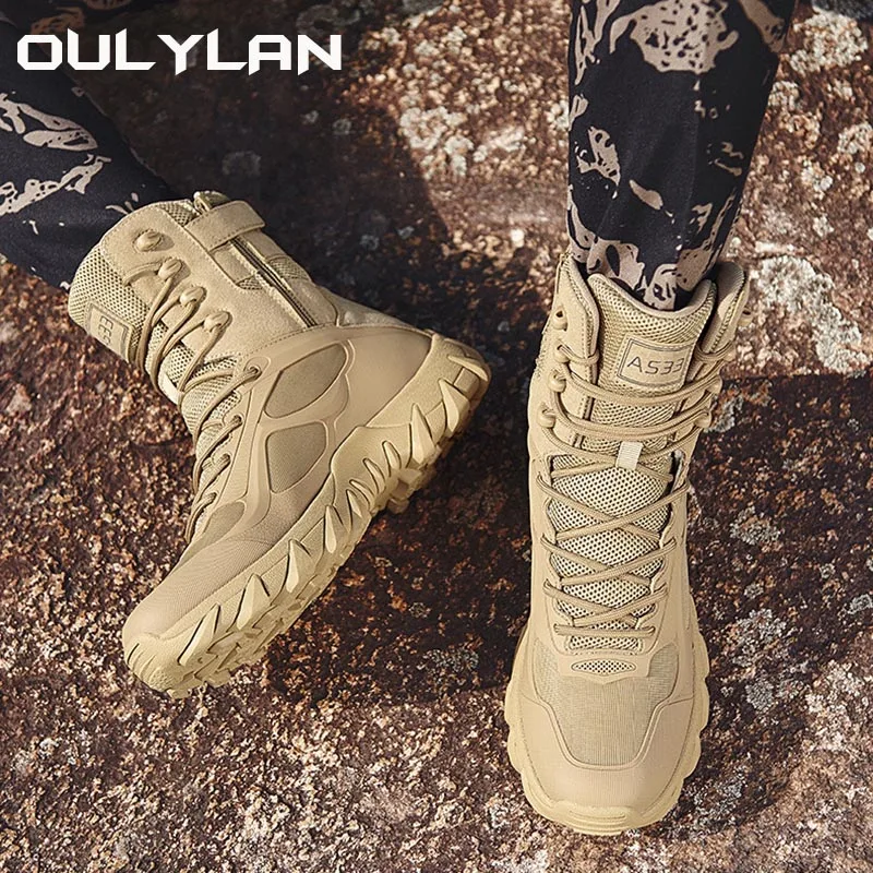 

Military Boots Men Outdoor Combat Tactical Boots for Man Anti-Slip Motocycle Ankle Boots Climbing Hiking Shoes Camping Boots