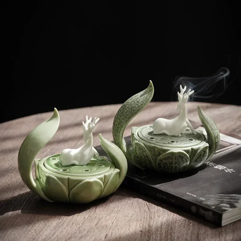 

Курильница Celadon, керамическая подставка для благовоний, для дома и офиса, украшение для чайной церемонии