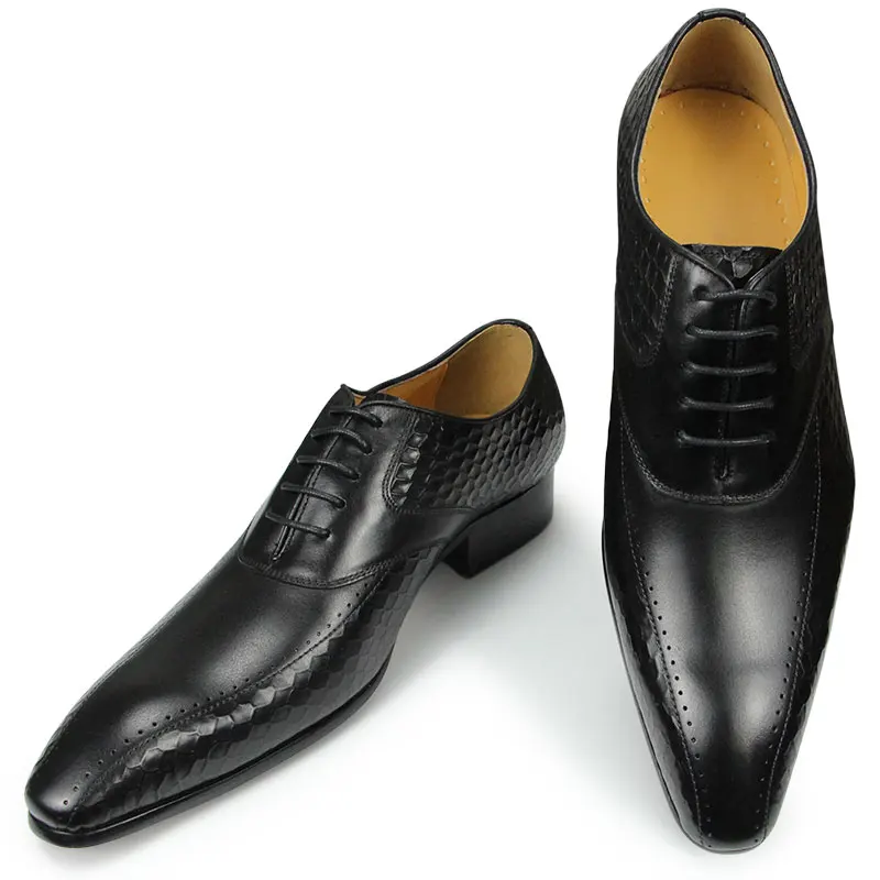 High Quality Formal Shoes for Men's Printing Handmade Leather Casual Social Oxfords Model Classic Office Soulier Homme New In