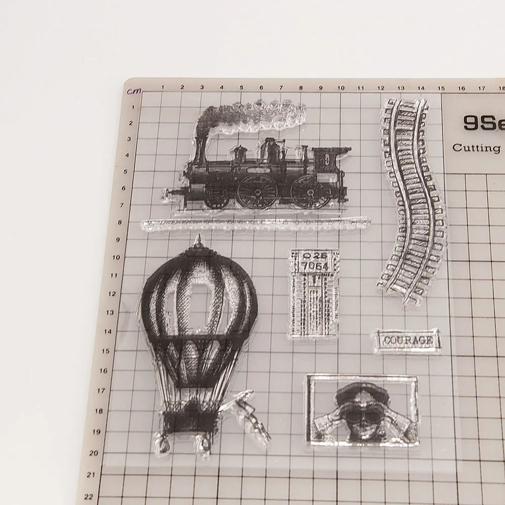 빈티지 풍선 철도 투명 실리콘 스탬프, 도장 DIY 스크랩북 사진 앨범 장식 투명 스탬프 시트