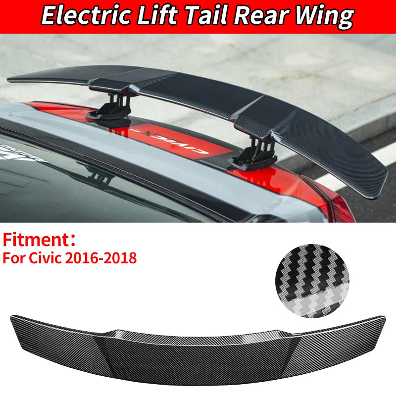 

For Civic 2016-2018 Car Styling Exterior Decoration Electric Automatically Universal Rear Trunk Tail Boot Lid Car Spoiler Wing